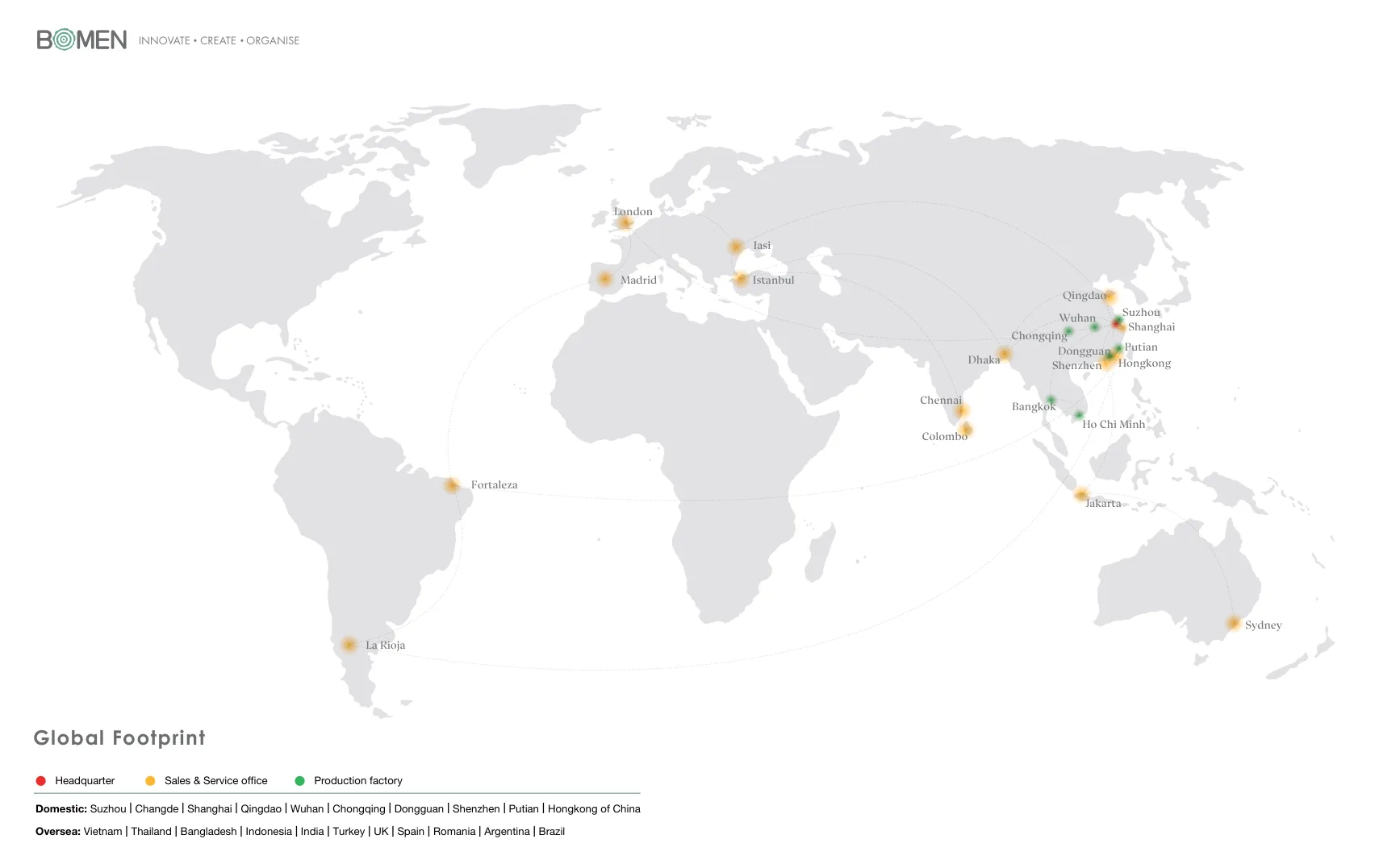 BOMEN 全球据点地图